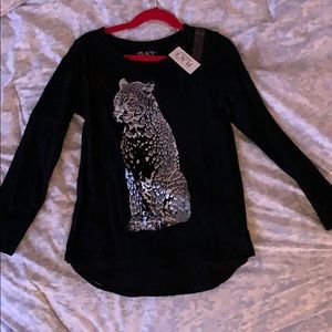 Black shirt with silver cat